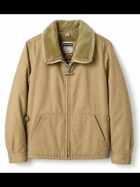 Vintage Mighty-Mac USA Sherpa Lined Work Jacket Tan Full Zip Men's L Made in USA
